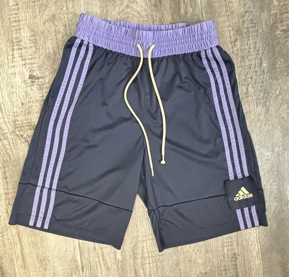 Adidas 3G Speed X Basketball Shorts Mens Size M Black Purple Gold Stripe
